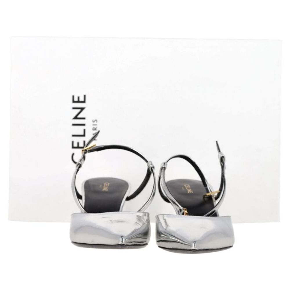 Celine Ankle Strap Pointed Toe Pumps in Silver Leather - Picture 2 of 7